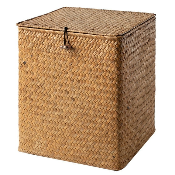 Luxshiny Multipurpose Large Straw Storage Basket with Lid for Home Use