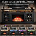 thumbnail image 5 of PAPROOS Fireplace TV Stand with LED Lights for 65" TVs, Electric Entertainment Center with 23'' Fireplace, for 400 Sqt Heating Area,Black Tabletop&Black Cabinets, 5 of 9