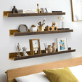 thumbnail image 4 of Long Floating Shelves for Wall Set of 3, 47 Inch, Rustic Picture Ledge Large Shelf for Living Room Bedroom Bathroom Kitchen, 3 Different Sizes, Brown, 4 of 7
