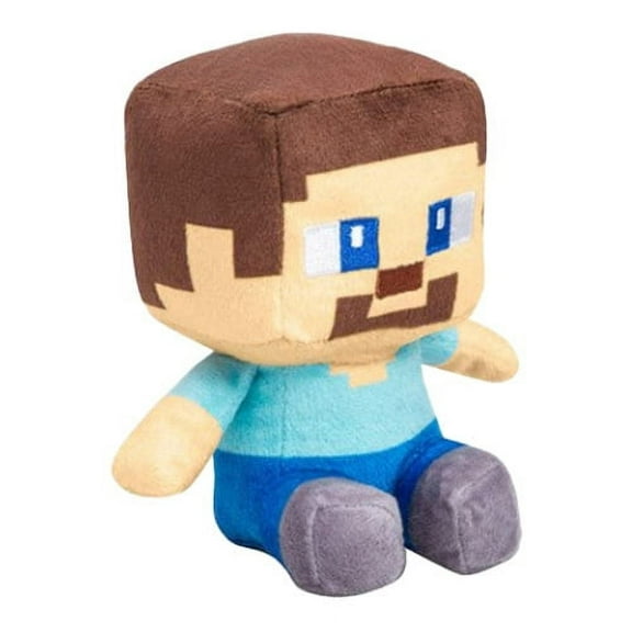 Minecraft Steve Plush Pillow Buddy, Stuffed Toy for Kids, 10 x 10 Inches, Polyester, Blue