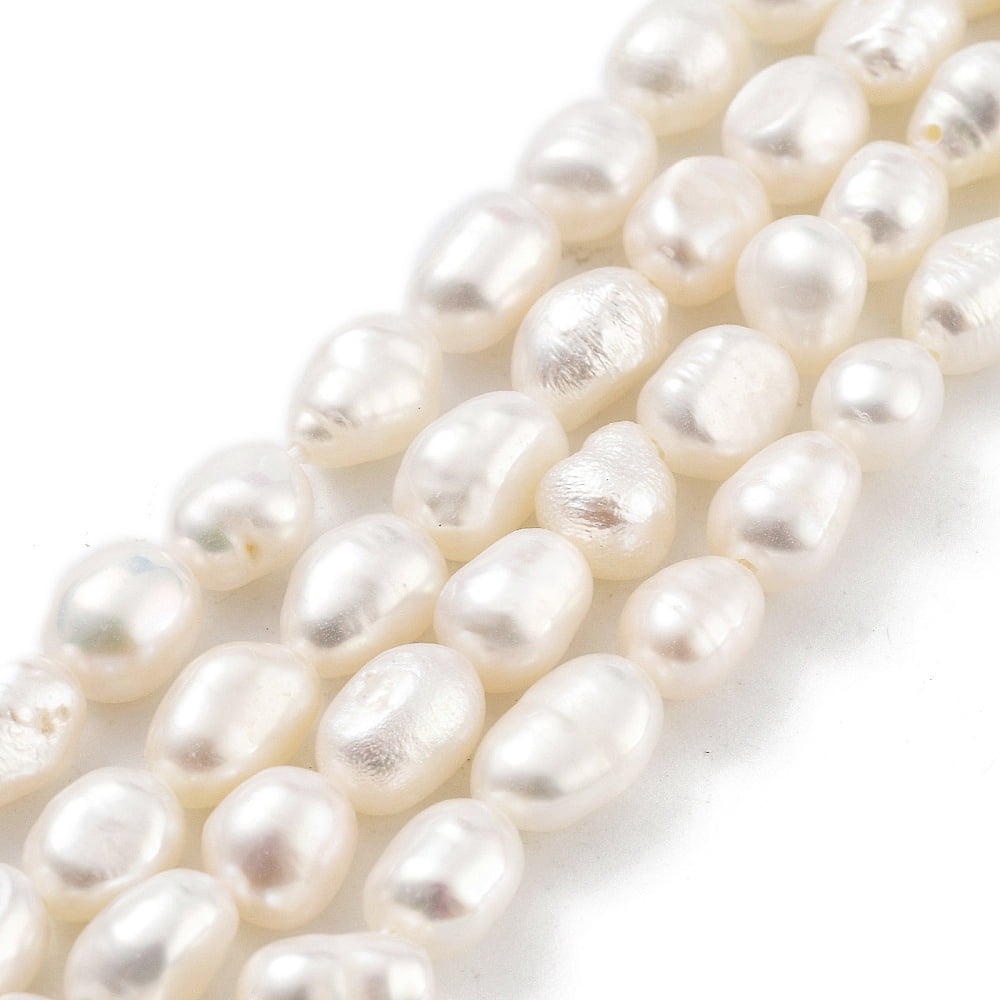 4strands Natural Cultured Freshwater Pearl Beads Strands Two Sides Polished Grade 4A Snow 5~6mm Hole: 0.5mm about 27pcs/strand 6.89 inch(17.5cm)