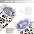 thumbnail image 5 of 40oz Fashion Leopard Pattern Stainless Steel Flip Straw Tumbler Spill Proof Travel Cup Double Wall Vacuum Insulated Coffee Mug with Top Handle, 5 of 6