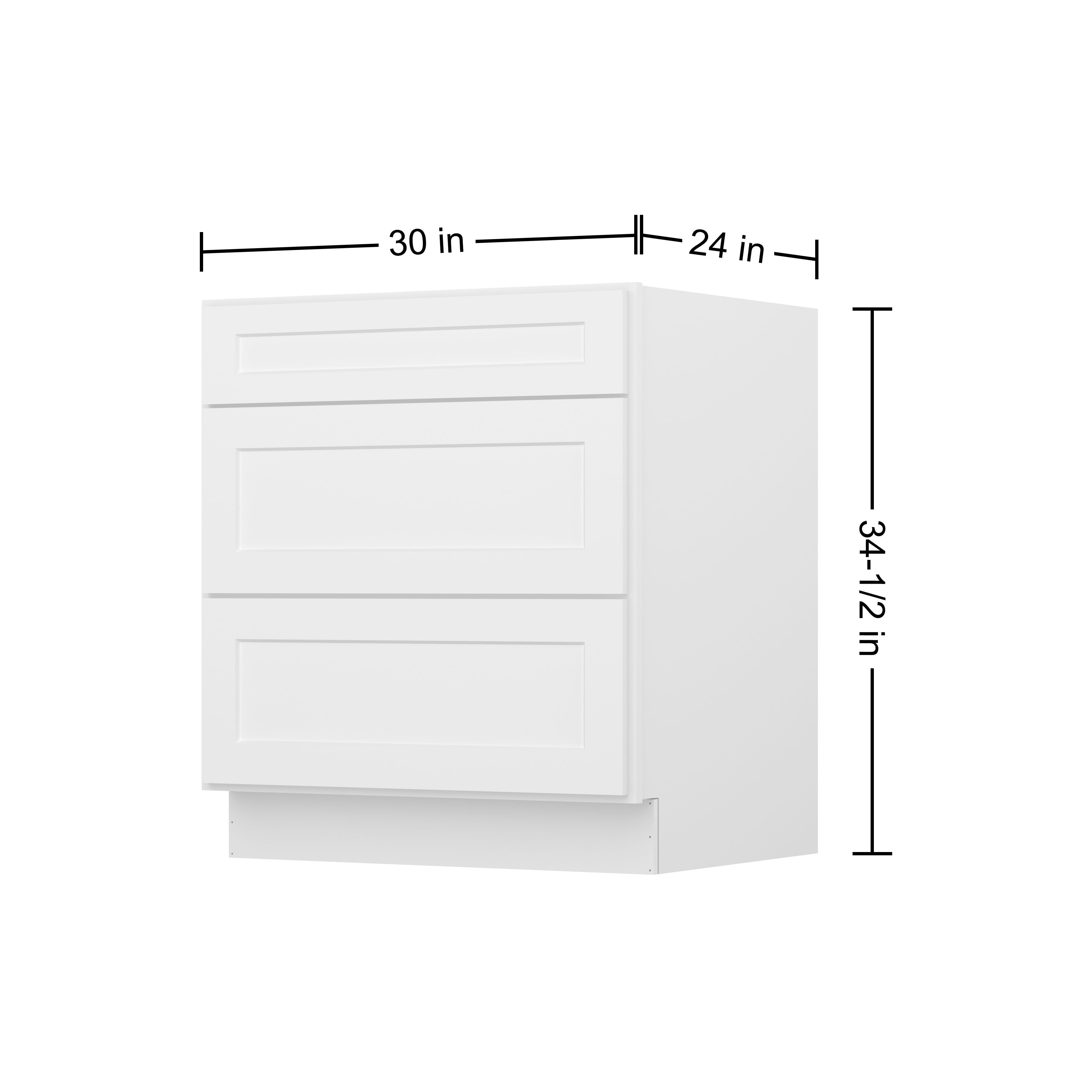Furinno Shaker Drawer Base Kitchen Cabinet with 3-Drawers, Ready to Assemble, 24 D x 30 W x 34.5 H, White