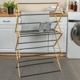 thumbnail image 3 of Household Essentials Bamboo Folding Clothes Drying Rack, Upscale Laundry Rack with 14 Coated Metal Dowels, Environmentally Friendly, Stable Frame, 3 of 9