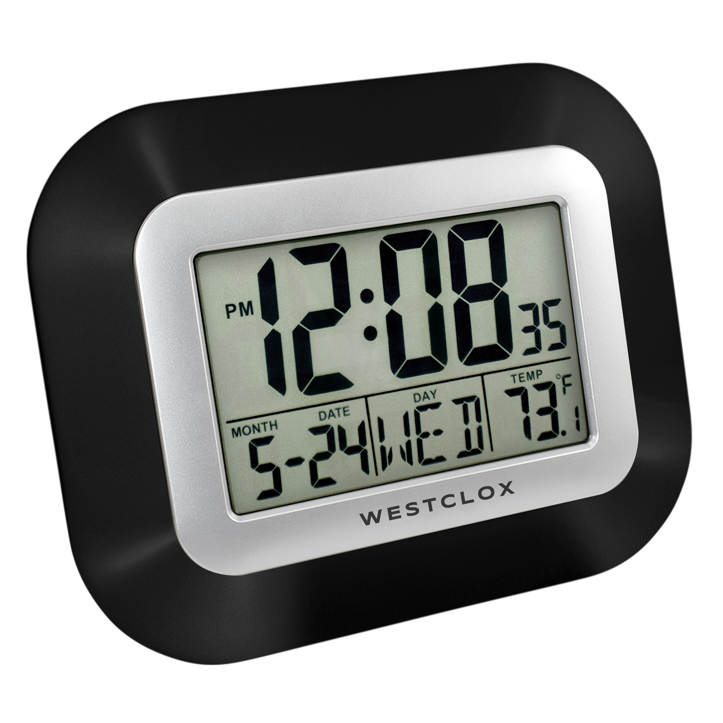 Westclox Classic Black Digital LCD Wall Clock with Date, Day and Temperature - image 2 of 6