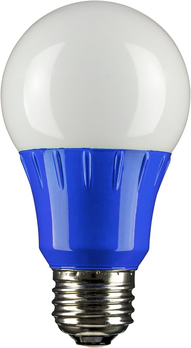 Diodesy- Pack of 2 A19/3W/B/LED LED Blue Light Bulb, Colored Light Bulb for Porch, Party Decoration, Holiday and Home Lighting, Christmas Halloween Decorative, 3W, Medium Base E26, UL Listed