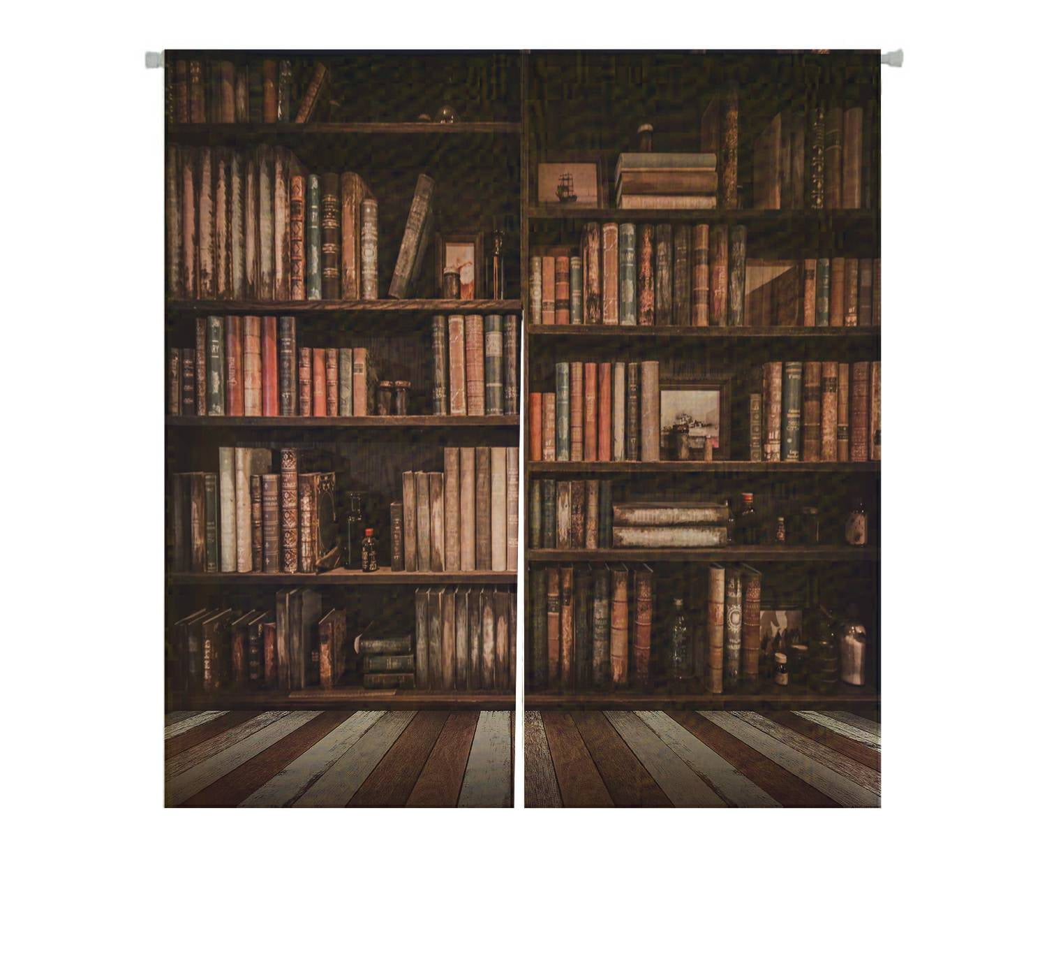 ECZJNT old books on bookshelf in library Japanese Noren Curtain Doorway