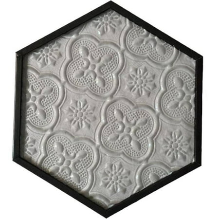 

Retro Gold Copper Embossed Glass Drinks Coaster Hexagonal Insulation Pad for Home Decor