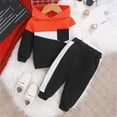 thumbnail image 2 of GXWEA Toddler Boy Fall Clothes Toddler Clothes For Boys Toddler Boy Clothes Color Blocking Hoodies + Pants Fall Winter Outfits 6-9 Months, 2 of 9