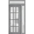 thumbnail image 3 of Front Exterior Prehung Metal-Plastic Door Frosted Glass / Manux 8312 Grey Ash / Side and Top Window / Office Commercial and Residential Doors Entrance Patio Garage 48" x 96" Right-hand Inswing, 3 of 6
