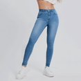 thumbnail image 2 of Aayomet Denim Womens Womens Classic Jeans Casual Slim High Waist Blue Denim Pencil Pants Trousers,Blue XXL, 2 of 5