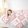 thumbnail image 3 of Erosebridal Girly Personalized Gifts Twin Comforter Sets,Pink Grid Alphabet R Print Bedding Set For Kids,Reversible pink,2 Pieces, 3 of 7
