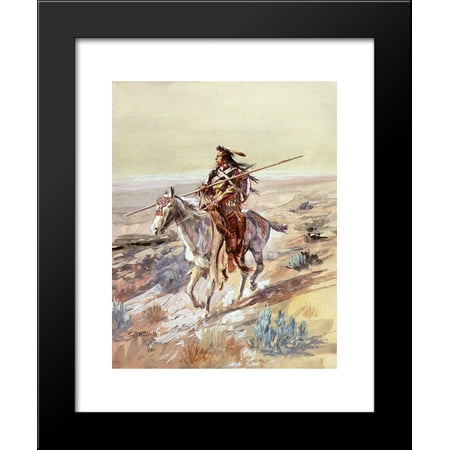 Indian with Spear 20x24 Framed Art Print by Charles M. Russell