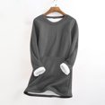 thumbnail image 2 of lcziwo Gray Womens Sherpa Lined Sweatshirts with Kangaroo Pocket Solid Casual Crewneck Pullover Long Sleeve Tops Fleece Warm Loungewear L, 2 of 7