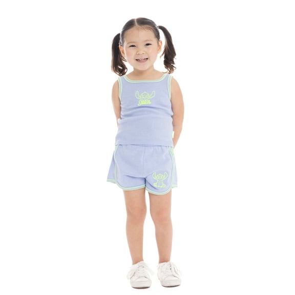 Disney Stitch Toddler Girls Embroidered Tank Top and Shorts Set, 2-Piece, Sizes 12M-3T