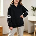 thumbnail image 5 of Vmberlty Hoodies for Girls 2-14 Years Old, Striped Sleeve Pullover Hoodie with Kangaroo Pocket, Loose Drop Shoulder Kids Casual Sport Sweatshirts, 5 of 6