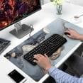 thumbnail image 5 of Large Extended Marble Gaming Mouse Pad, Desk Mat with Stitched Edges XXL Size, Grey Golden Marble Keyboard Mat for Desktop, Laptop, Wireless Mouse, Work, Game, Office, Home 31.5x15.7 Inchs, 5 of 6