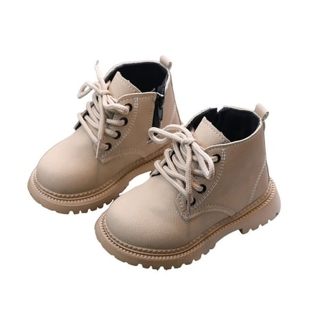 Hessimy Toddler Girls Boys Ankle Boots Little Kid Waterproof Outdoor Chelsea Fall Booties Leather Comfort Shoes (Toddler/Little Kid)(Beige 29)