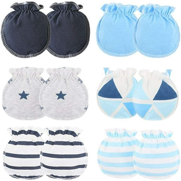 QUETO Gants en coton pour bébé Mitaines anti-rayures pour petits garçons filles (lot de 6 paires)
