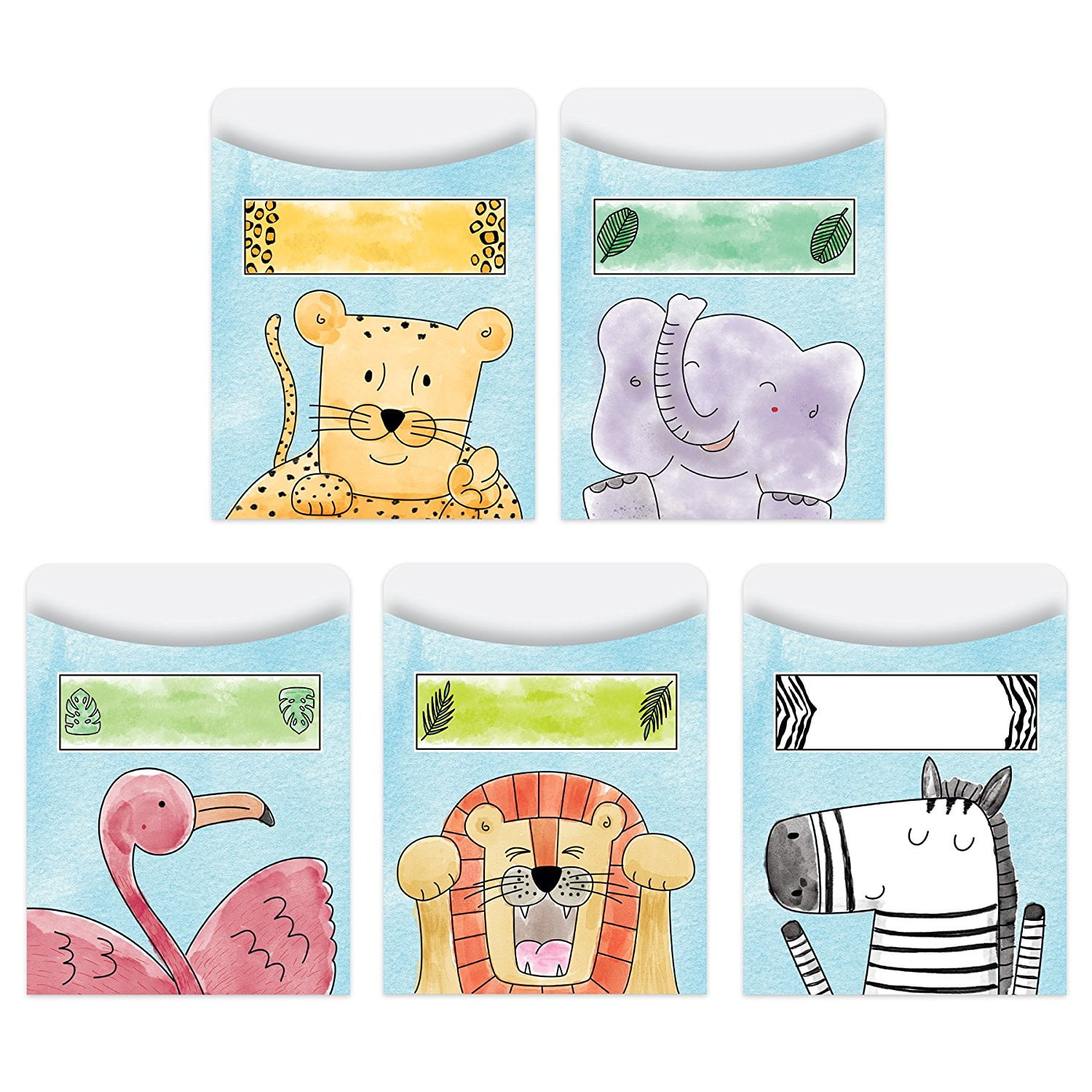 Library Pockets, Standard Safari Friends Size, Ctp 7244 with, 3¼" x 4½