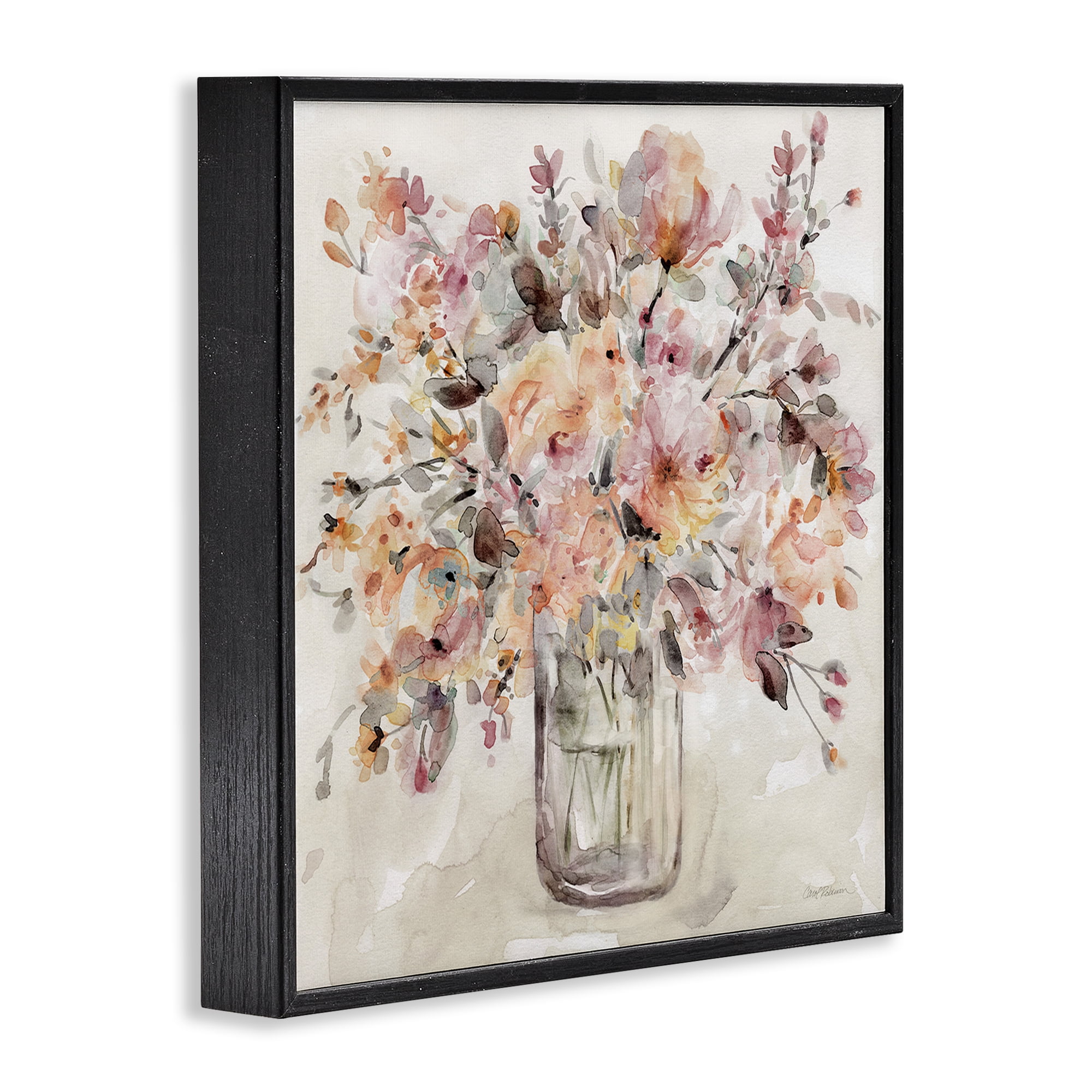 Stupell Industries Fluid Petals Watercolor Bouquet Black Framed Giclee Art, design by Carol Robinson