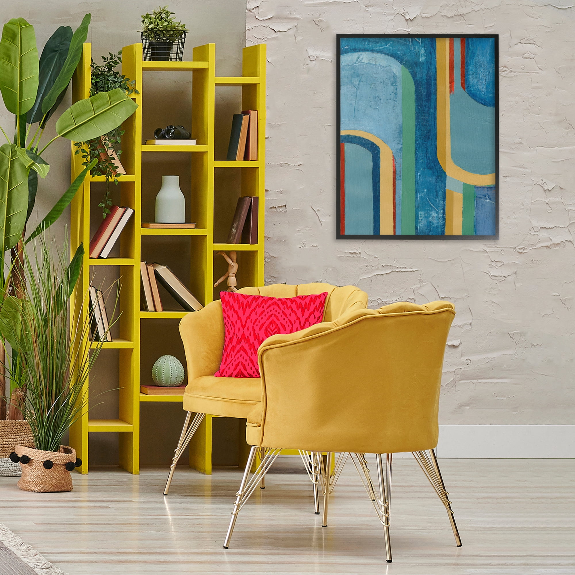 Stupell Industries Dynamic Arches Pattern Abstract Painting Black Framed Art Print Wall Art, 24 x 30