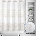 thumbnail image 2 of No Hook Shower Curtain, Beige White Boho Shower Curtains for Bathroom with See Through Top Window, Vintage Ethnic Tribe Abstract Art Waterproof & Washable Bath Curtain Long 72"x78", 2 of 9