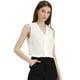 thumbnail image 1 of Blusa de oficina de trabajo con cuello en V liso plisado sin mangas para mujer Blanco XS, 1 of 6