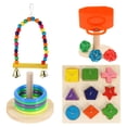 thumbnail image 1 of CIMAXIC 4 Sets Bird Training Toy Set Block Puzzle Toy Bird Swing Toy Colorful Biting Toy,2.95"X2.95"X2.36", 1 of 5