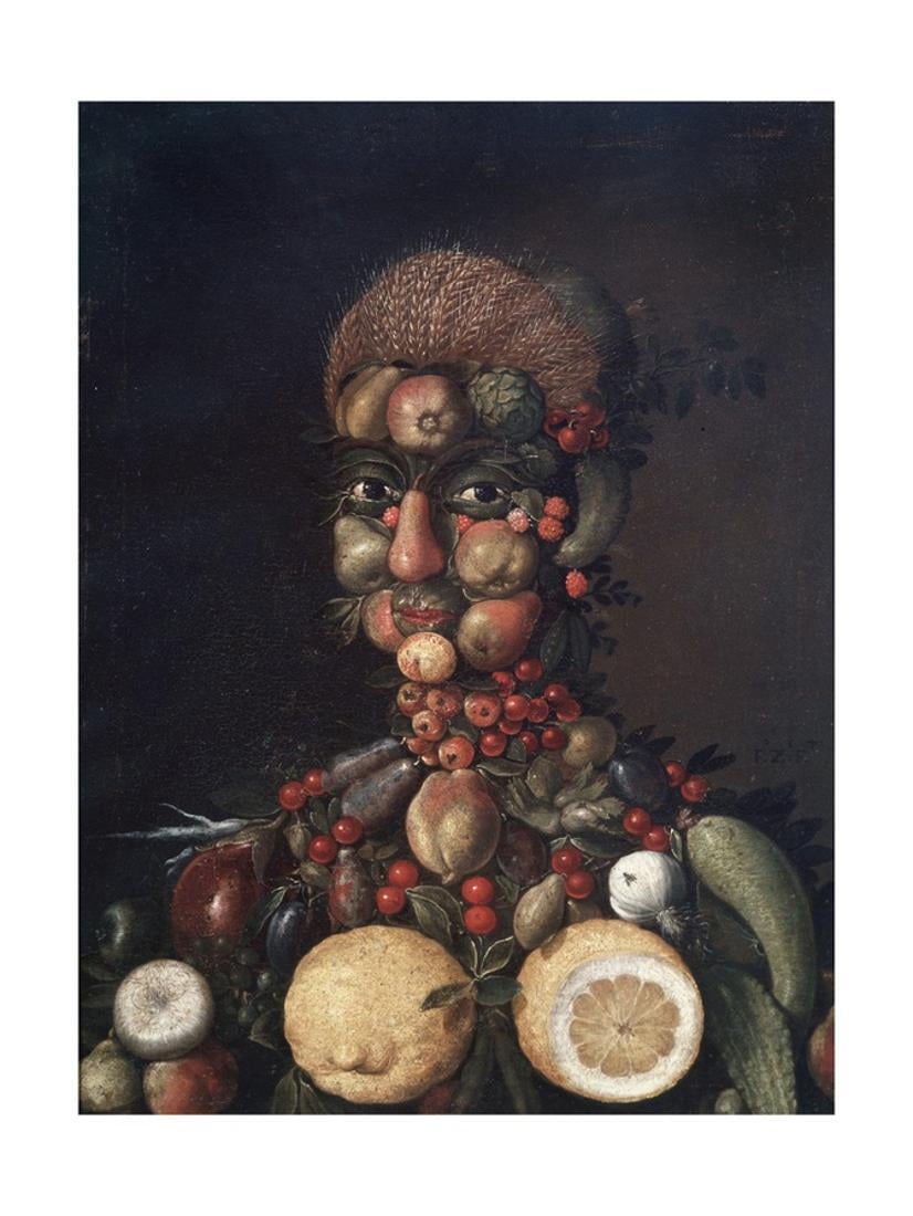 Human Figure Made of Fruits and Vegetables Print Wall Art