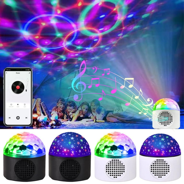 Rosnek Party Lights, USB Disco Ball Lights, Roating Stage Lights Sound  Activated, Strobe Projected Lights with Bluetooth Speaker, for Home Xmas  Party Bar Decor 