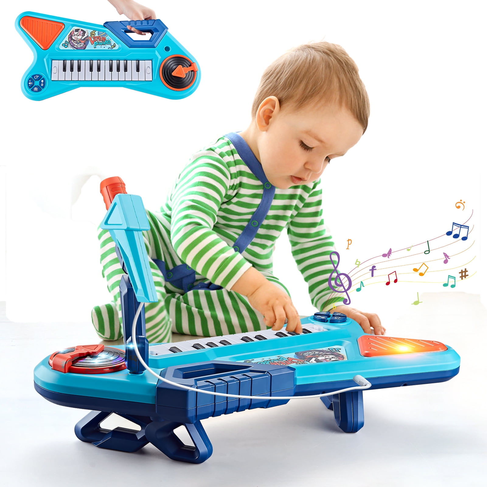 Baby Piano Toy for 1 2 3 Years Old,Toddler Musical Keyboard with Microphone,Kids Drum Play Instrument for 12-18 Months Boys Girls,Beginners Development Gift Music Toy