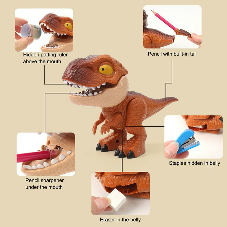 Toy Drill Dinosaurs Stationery Safe And Reliable Movable Five In One 5-in 1  Stapler Pencil Sharpener Pencil Ruler Eraser - Walmart.com