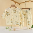 thumbnail image 2 of THDHVS Girls Casual Outfits,Summer Outfits Sets for Kids,Kid's Summer Cotton Yarn Comfortable and Refreshing Pajamas Set Cardigan 3/4 Sleeve Pants Home Clothes Set, 2 of 3