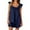 Dark Blue, variant on Women's Silk Pajama Set 2 Piece Sleeveless Ruffle Crop Top & Casual Shorts Loungewear Outfit (Dark Blue, Medium)