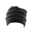 thumbnail image 2 of Trendy Warm CC Chunky Soft Stretch Cable Knit Soft Beanie, Dark Melange Grey, 2 of 3