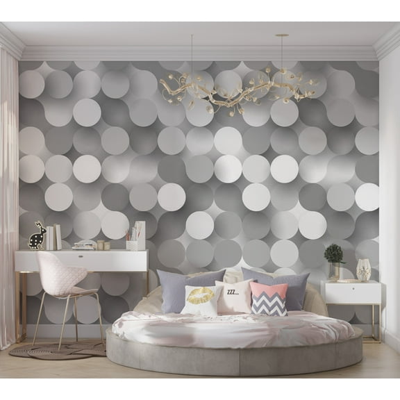 Tiptophomedecor Abstract Wallpaper Wall Mural - Silver Net