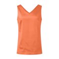 thumbnail image 7 of Womens Silk Satin Tank Tops V Neck Casual Solid Color Cami Sleeveless Camisole Blouses Summer Basic Work Tank Shirt Orange XL, 7 of 7