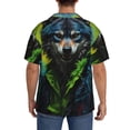 thumbnail image 3 of Gukieu Realistic Style Wolf Warrior Print Men's Short-sleeved Shirts, Button-down Pocket Shirts, T-shirts, Beach Vacation Travel Summer Clothing-4X-Large, 3 of 5