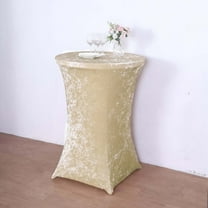 Efavormart Beige Crushed Velvet Stretch Fitted Round Highboy Cocktail Table Cover