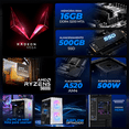 thumbnail image 3 of Computadora Escritorio Completa Xtreme PC Gaming AMD Radeon Vega 7 Ryzen 5 5600G 16GB SSD 500GB Monitor 23.8 100Hz WIFI White gaming ligero, oficina, estudio y hogar, 3 of 6