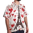 thumbnail image 2 of Eiffel Tower Valentine's Day Men's Short Sleeve Beach Shirts, Casual Printed Button Down Summer Shirts for Men and Women, 2 of 6