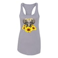 thumbnail image 2 of Elephant Sunflower Cute Love Animal Lover Ladies Racerback Tank Top, Heather Grey, Large, 2 of 3
