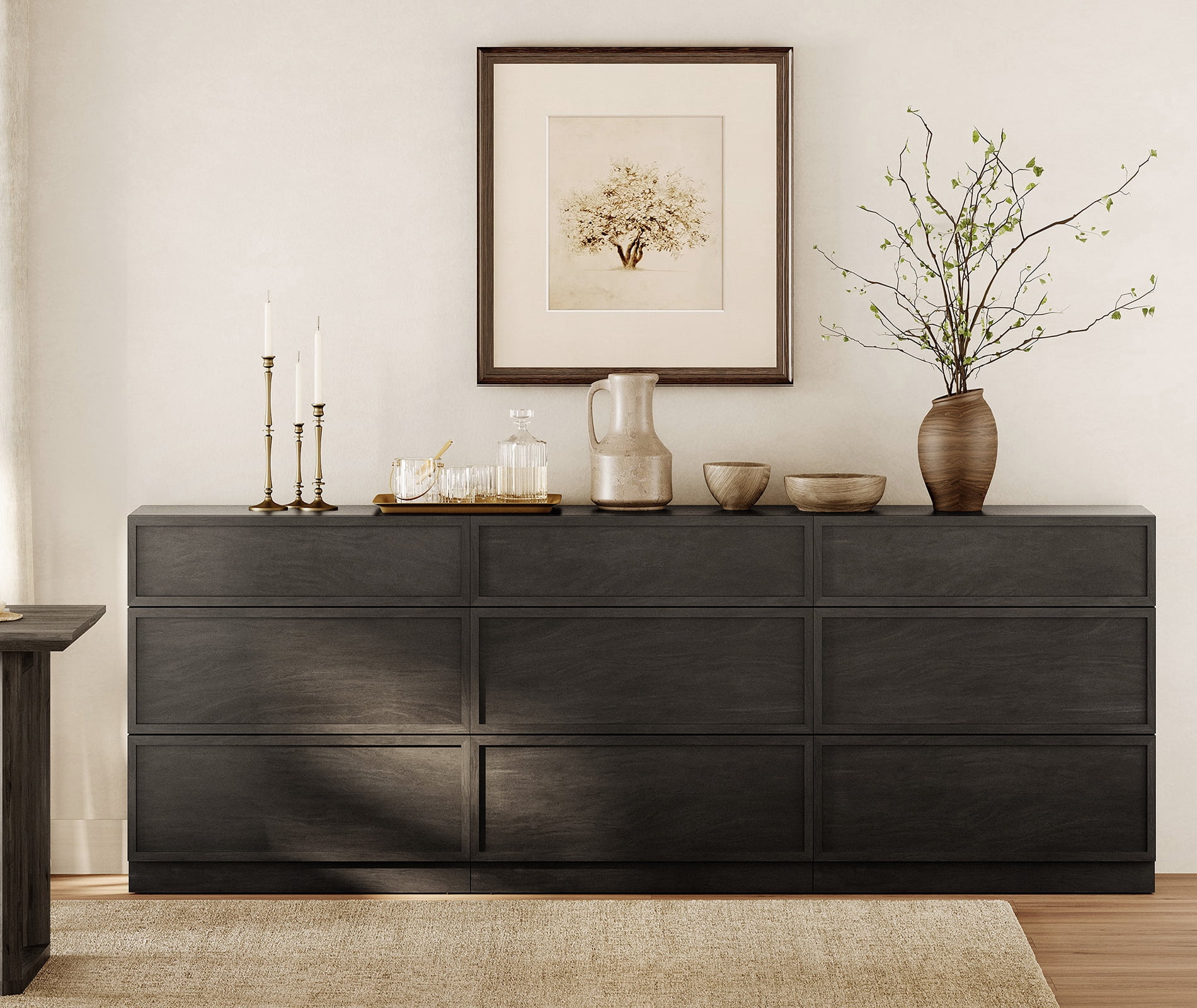 94.5" Modern Sideboard Buffet Cabinet with 9 Drawers, Multifunctional Sideboard with Large Storage and Adjustable Shelf