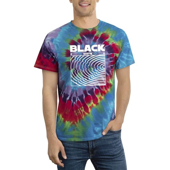 Black Whyte Techno Style Tie Dye Spiral Men -Image by Shutterstock, Male XX-Large