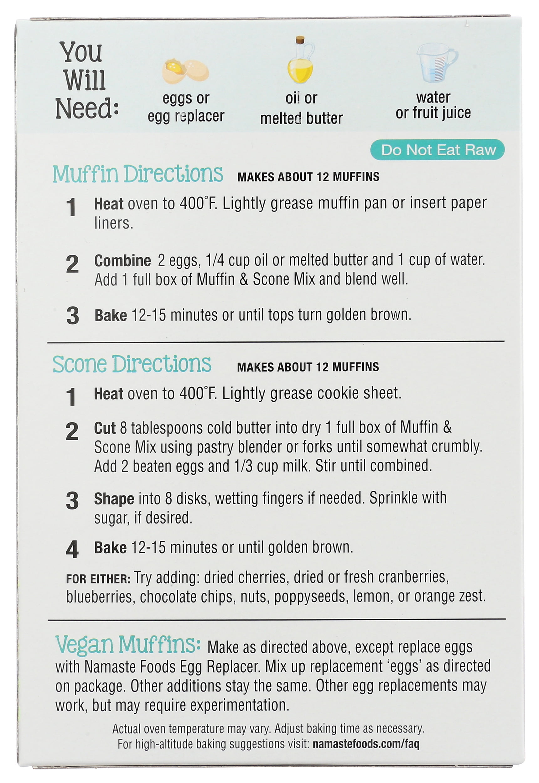 (6 pack) Namaste Foods Gluten Free Muffin Mix, 16 oz. Box, Muffin & Scone Mix.