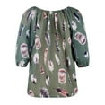thumbnail image 5 of IDALL Womens Casual Plus Size Tops V-neck Floral Print Chiffon Tunic Short Sleeve T-Shirt Shirts Puff Petal Pullover Pleated Western Shirts Blouses Loose Fit Tunic Summer Shirts Z4-Green 5XL, 5 of 9