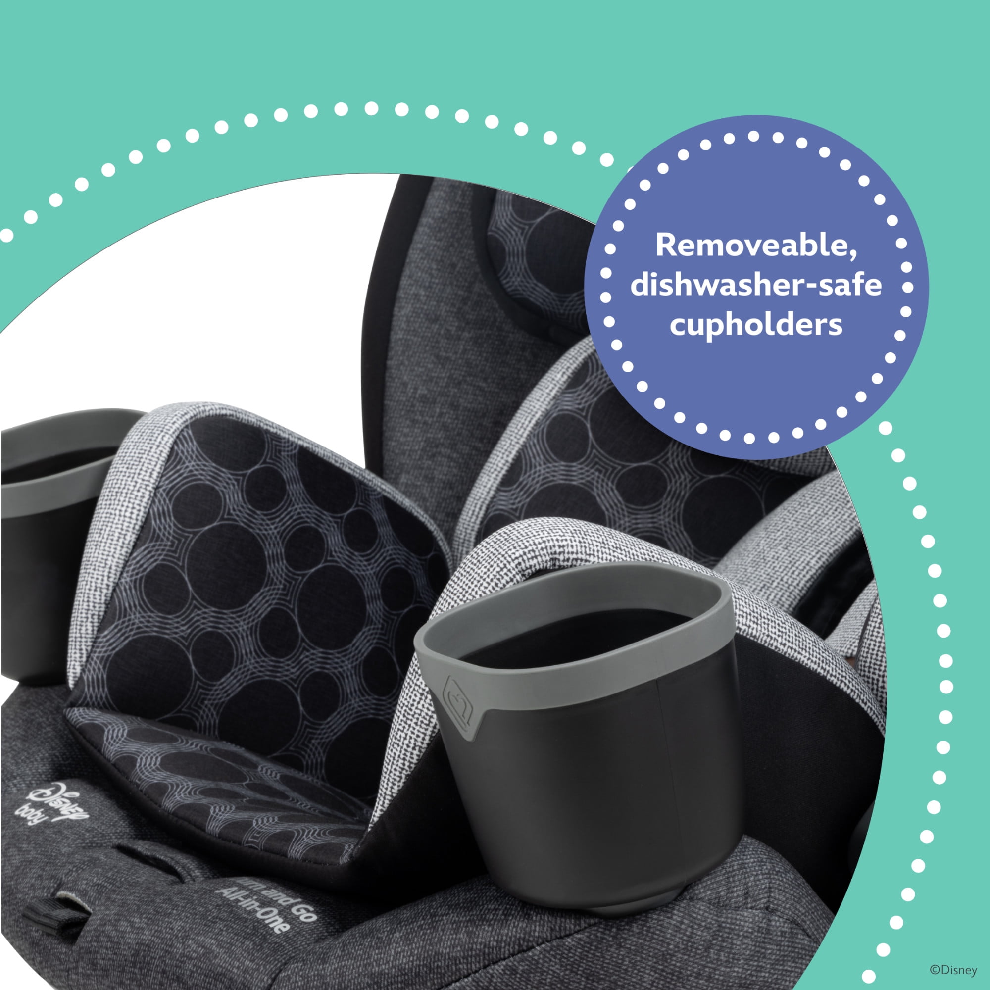 Disney Baby Turn and Go 360 Rotating All-in-One Convertible Car Seat, Vintage Disney