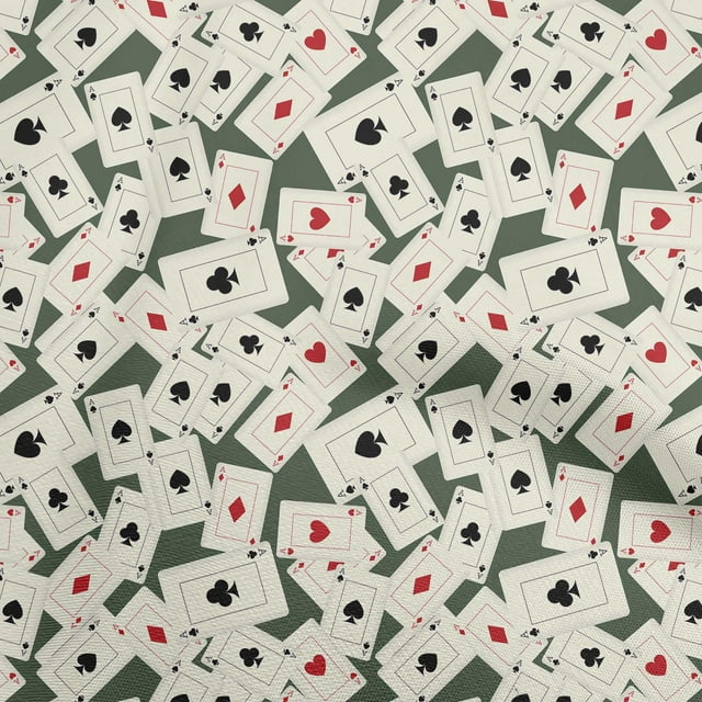 oneOone Silk Tabby Green Fabric Poker Card Craft Projects Decor Fabric Printed By The Yard 42 Inch Wide
