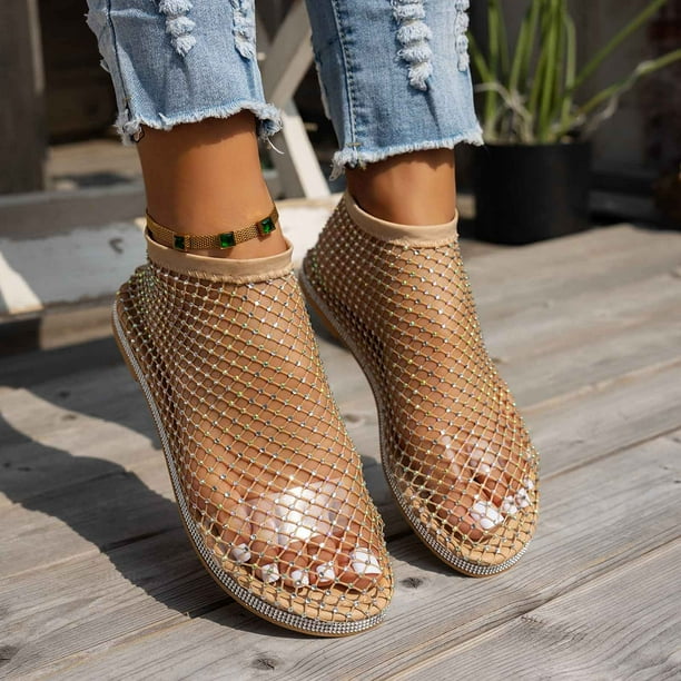 MKLEKYY Sandalias Elegantes para Mujer Con Diseño de Punta Cerrada y detalles de Diamantes de Imitación para Atuendos Casuales de Verano.